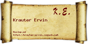 Krauter Ervin névjegykártya